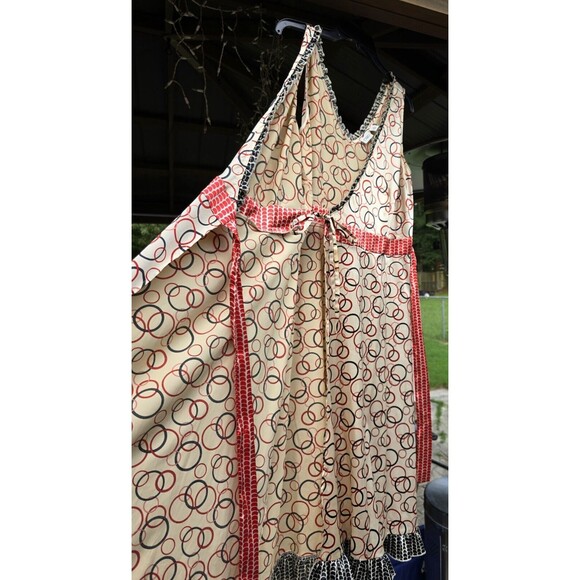 Cato Fashion True Wrap Flowy Ruffle Dress Sz 12 Pre-owned Red Black Multi - Picture 4 of 5